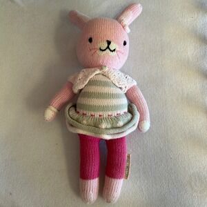 Cuddle & Kind Chloe Pink Knit Bunny Rabbit handmade in Peru plush toy baby 14"